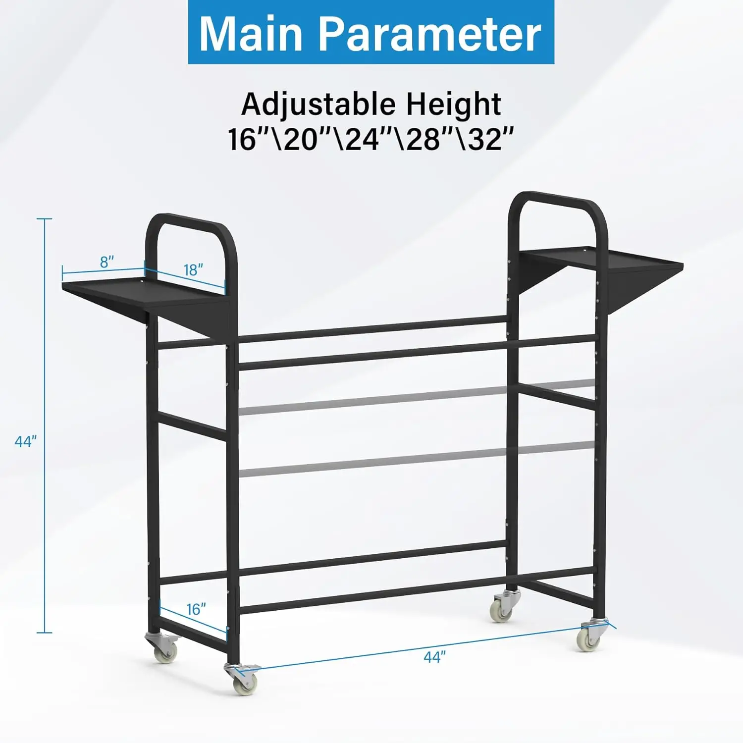 Adjustable Rolling Tire Storage Rack with Dust Cover, 4 Casters & Shelves for Garage Organization
