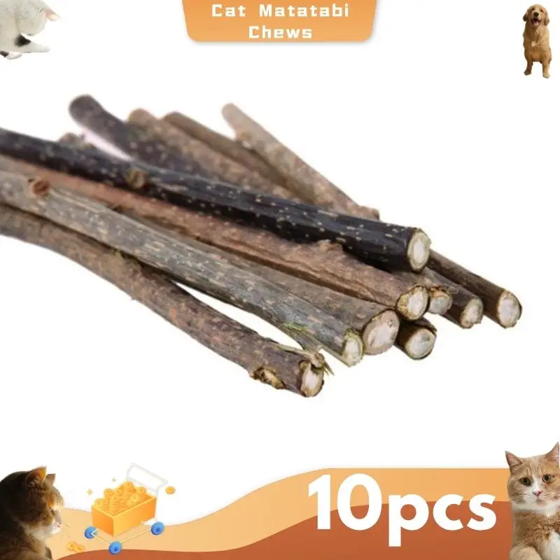 10pcs/bag Cat Chew Toys Natural Catnip Stick Pet Cats Kitten Snacks Matatabi Teeth Molar Chewing Toys Stick