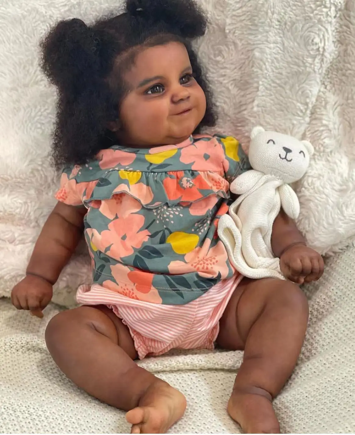 FBBD Customized Limited Supply 2Sizes 50/60cm Reborn Baby Maddie With Hand-Rooted Hair Dark Skin Already Finished Doll