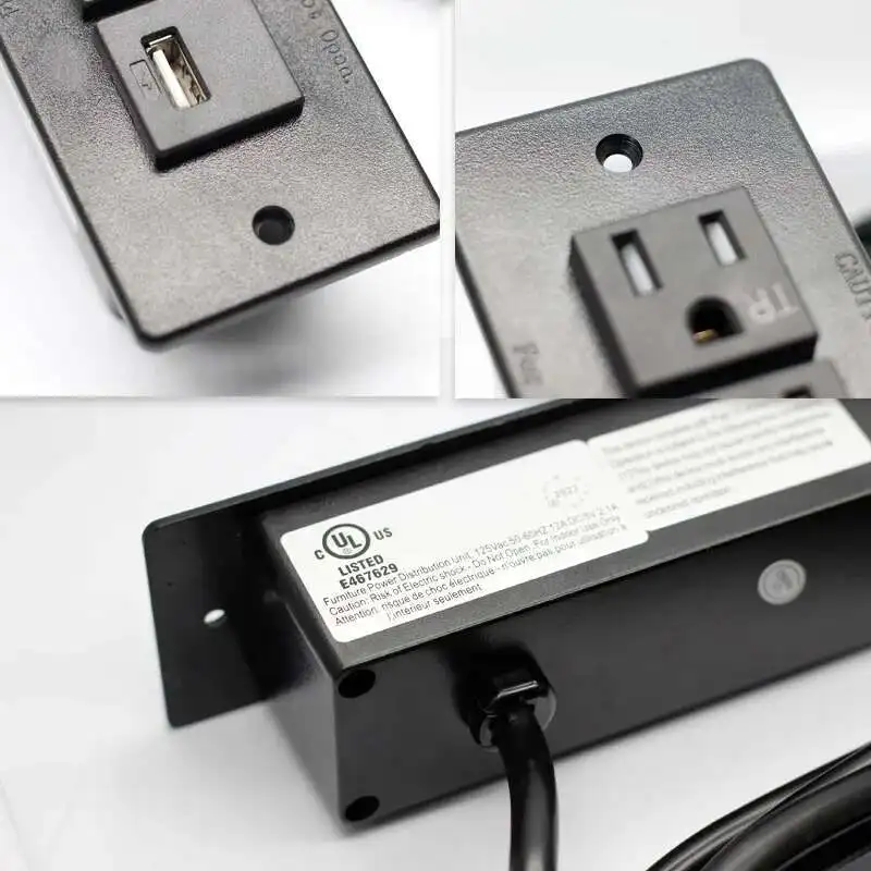 Meubles de conférence de bureau d'hôtel encastrés 2.5 mètres 16AWG prise de multiprise prise ca avec 2 Ports USB