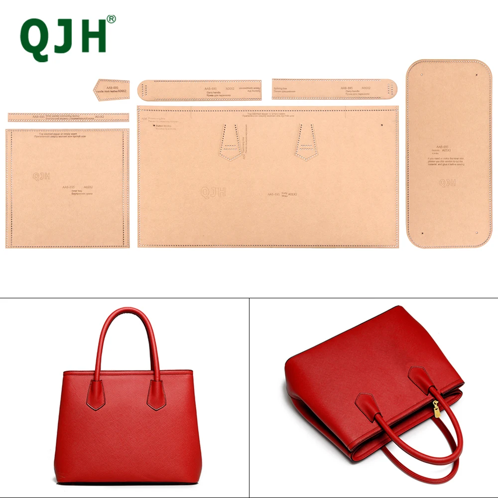 QJH 1 Set of Leather Crafts Women\'s Handbags Bucket Bags Sewing Pattern Acrylic/Kraft Templates Sewing Accessories with Holes