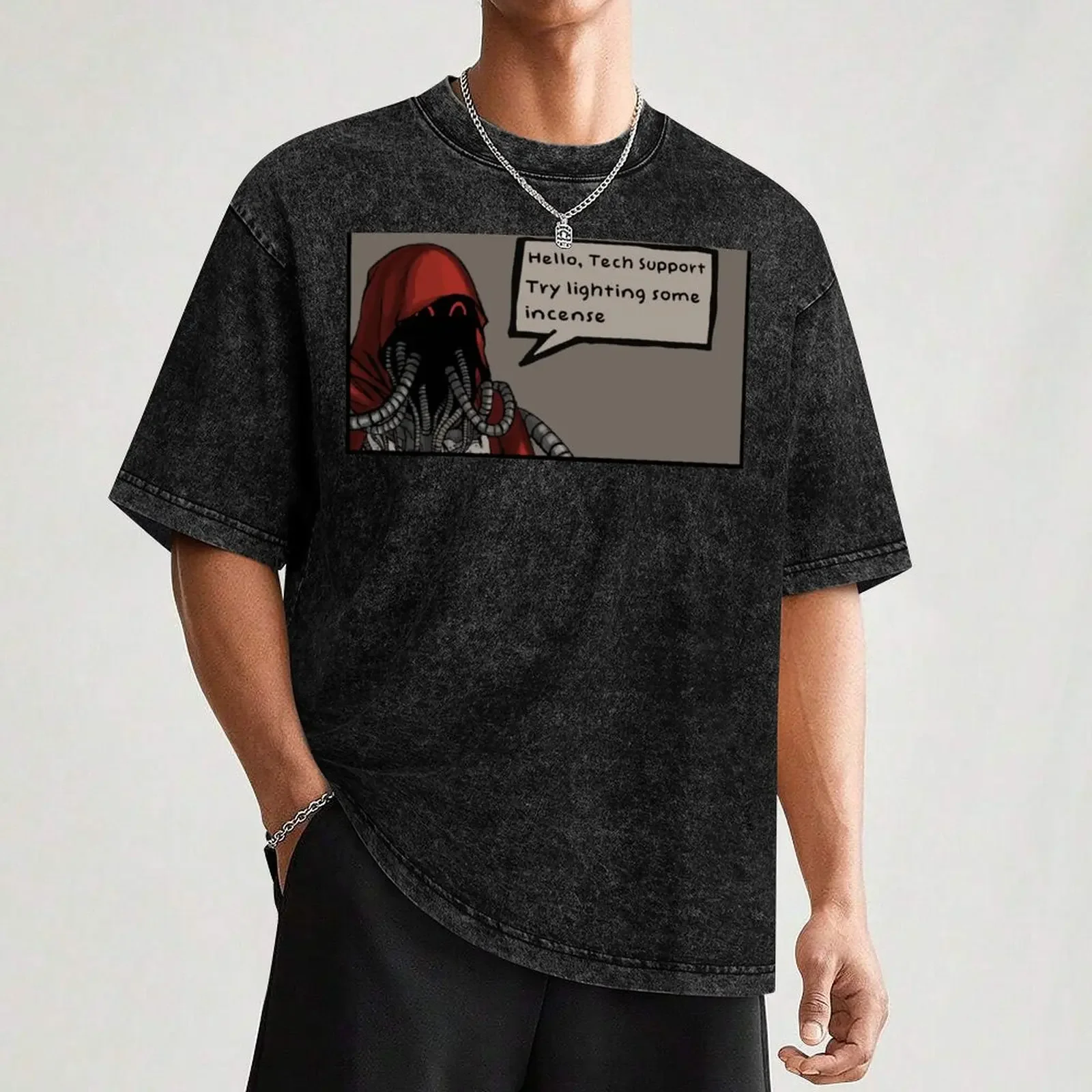 Admech Tech Support جرب إضاءة بعض البخور تي شيرت أنيمي تي شيرت للرجل رجل جرافيك تي شيرت تي شيرت