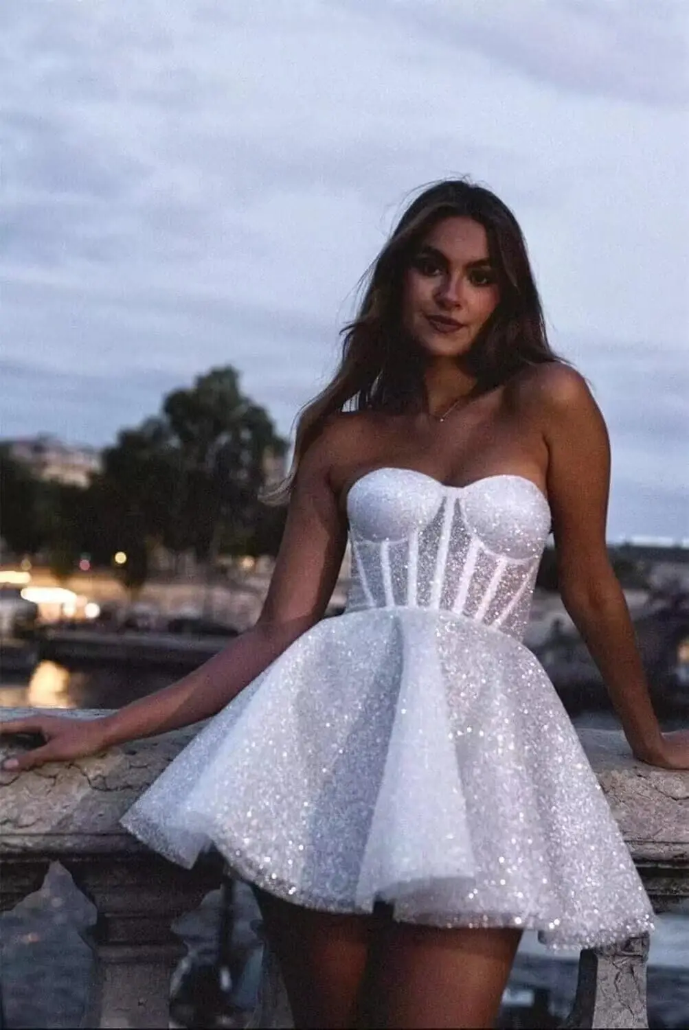 

Short Wedding Dresses for Bride Mini Formal Bridal Gowns with Sleeves Graduation Homecoming Dresses Prom Tulle Mini Dress