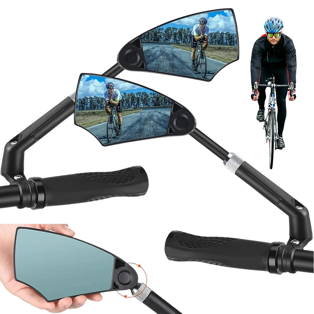 2 sztuki teleskopowych lusterek rowerowych 360 stopni ° Obrotowe, regulowane lusterko rowerowe o szerokim polu widzenia, odporne na wstrząsy, bezpieczne lusterko rowerowe do rowerów górskich,
