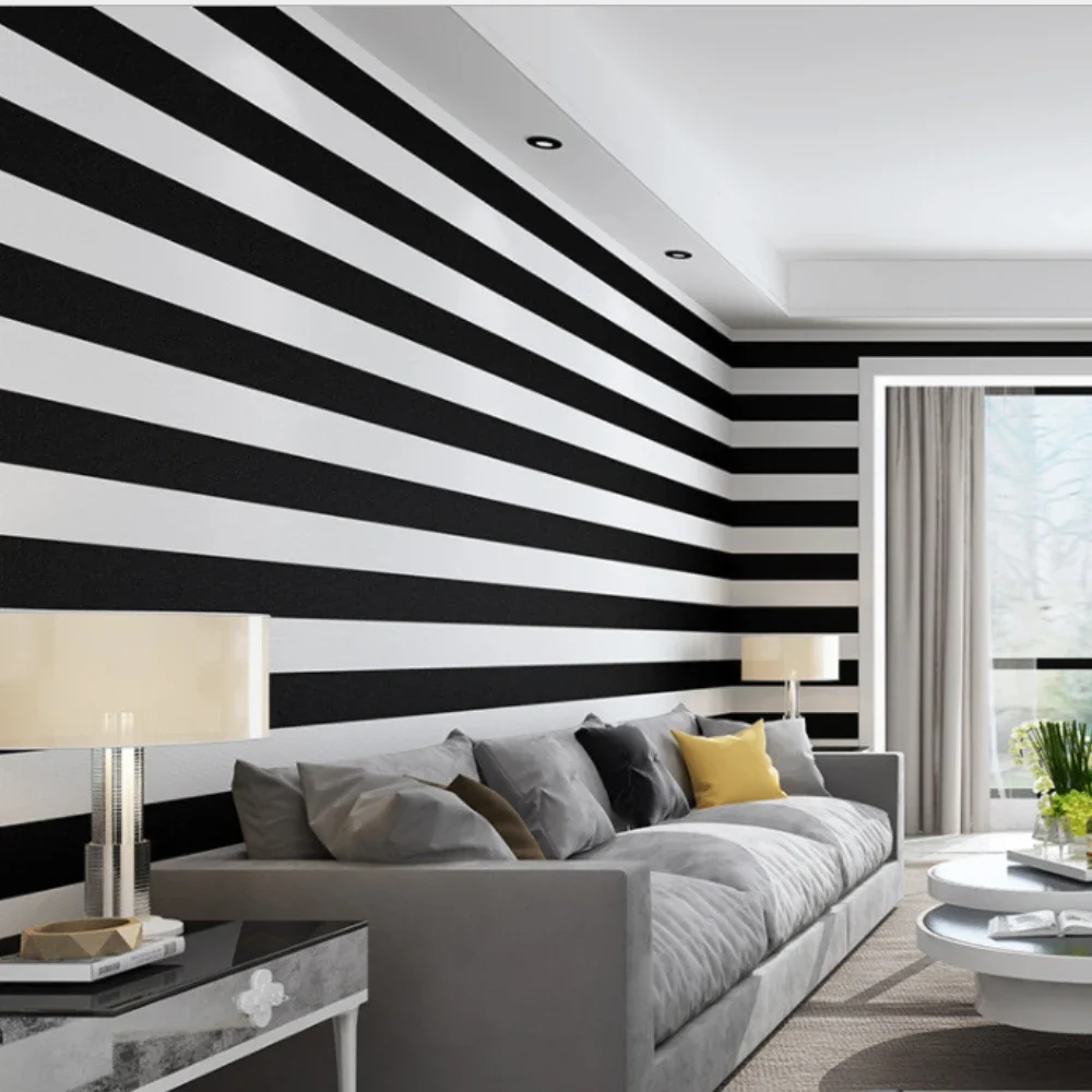 

Самоклеящиеся обои в черно-белую полоску, самоклеящиеся обои из ПВХ для студенческого общежития, ресторана, фоновая стена