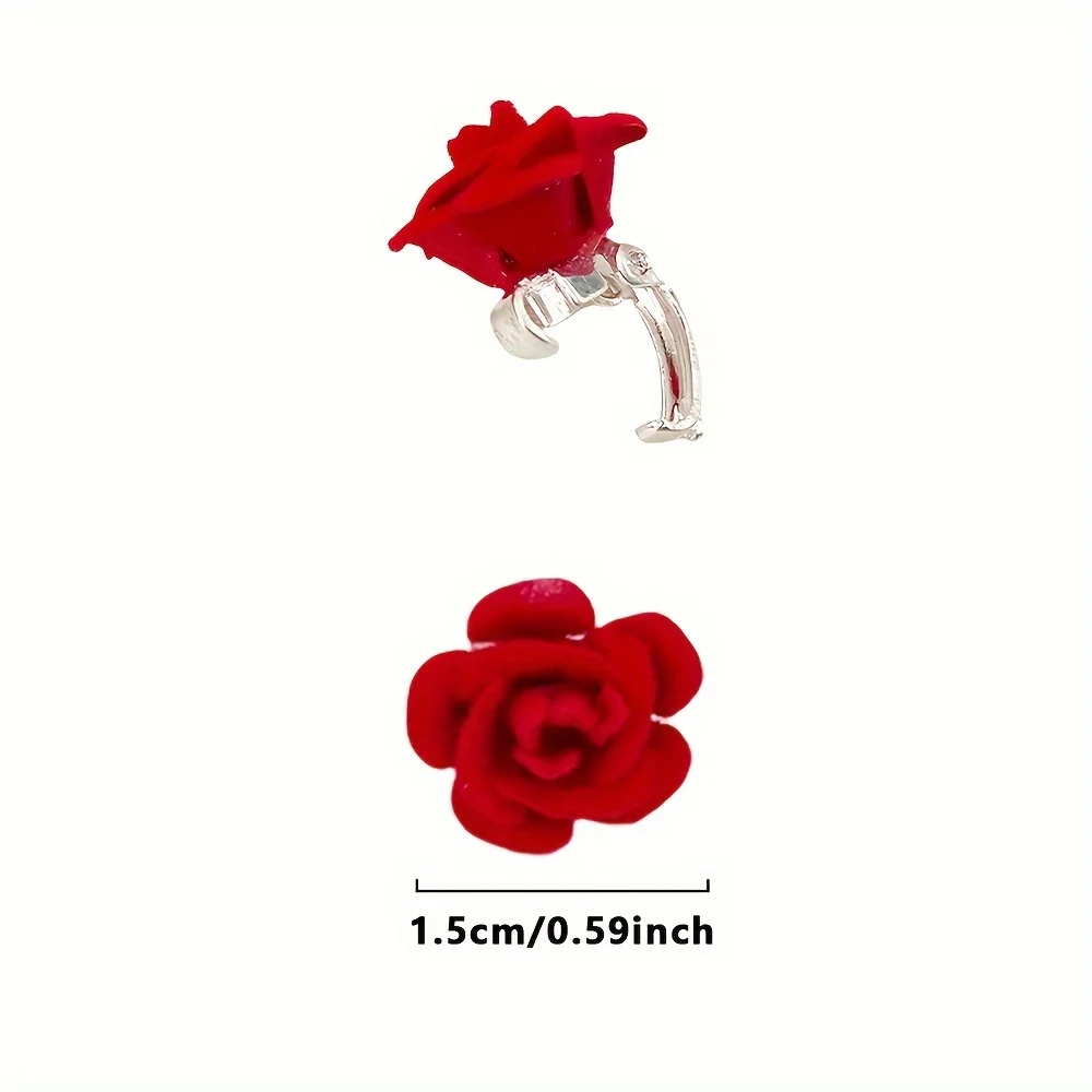 10 Pieces of Red Flower Hairpins Suitable for Girls