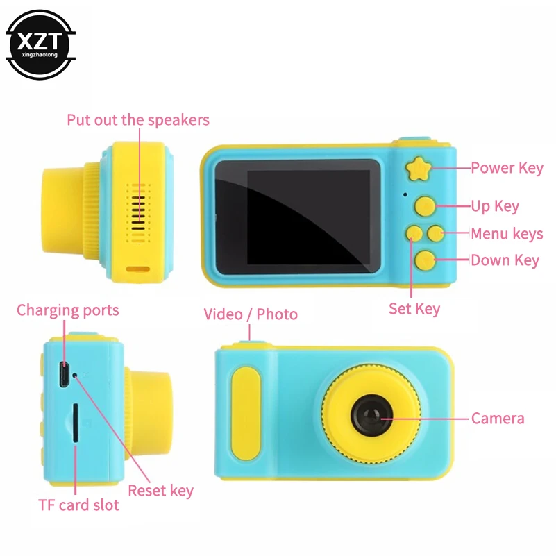 Children Mini Digital Camera Kids Educational Toys for Children Baby Gifts Birthday 1080P Projection 2 Inch Video Camera Cute