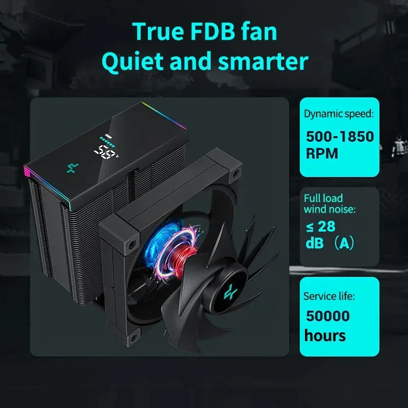 Кулер для процессора DEEPCOOL AK500S TDP240W, 5 тепловых трубок, радиатор с цифровым дисплеем, компьютерная лампа охлаждения для LGA1700/1200 115X AM4 AM5