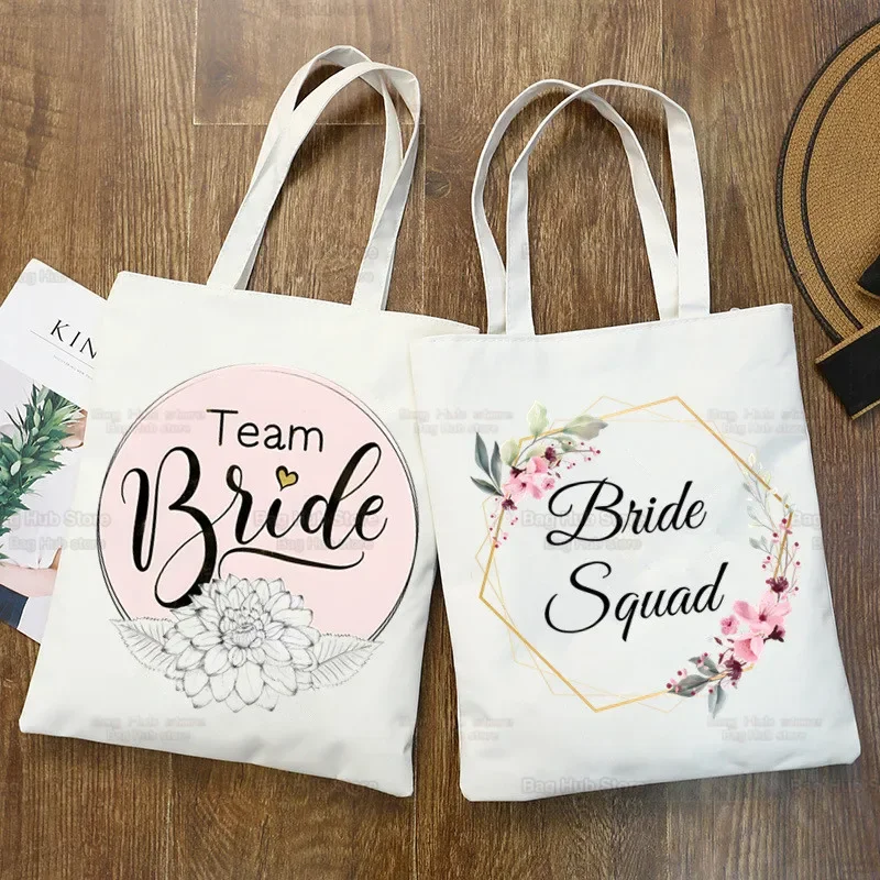 Bachelorette Decoration Wedding Ulzzang Shopper Bag Canvas Bridal Team Tote Bag Bride To Be Handbags Hen Party Shoulder Bags