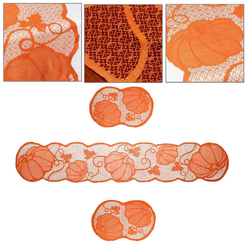 مجموعة واحدة من مفرش المائدة المصنوع من الدانتيل والبوليستر المنحوت المجوف لحفلات عيد الشكر والفندق المنزلي #4