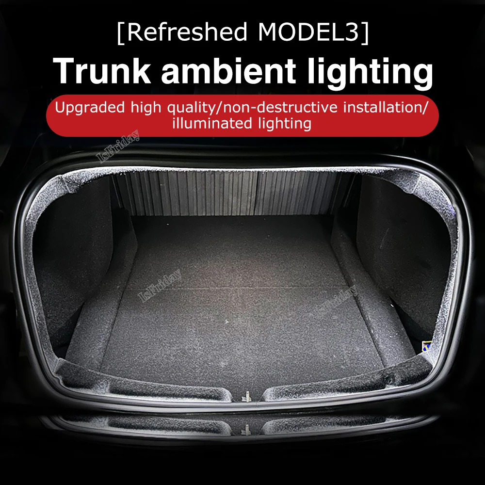 For Tesla Model 3+ Highland 2024 LED Rear Trunk Cargo Light Interior Decoration Lights Model 3 Highland Accessories Waterproof