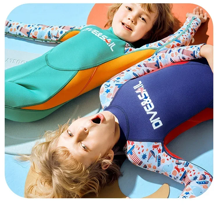 2.5MM Neoprene Wetsuit Kids Full Suits Wet Suit Front Zip UV Protection Keep Warm Long Sleeve Wetsuits for Swimming Diving Scuba