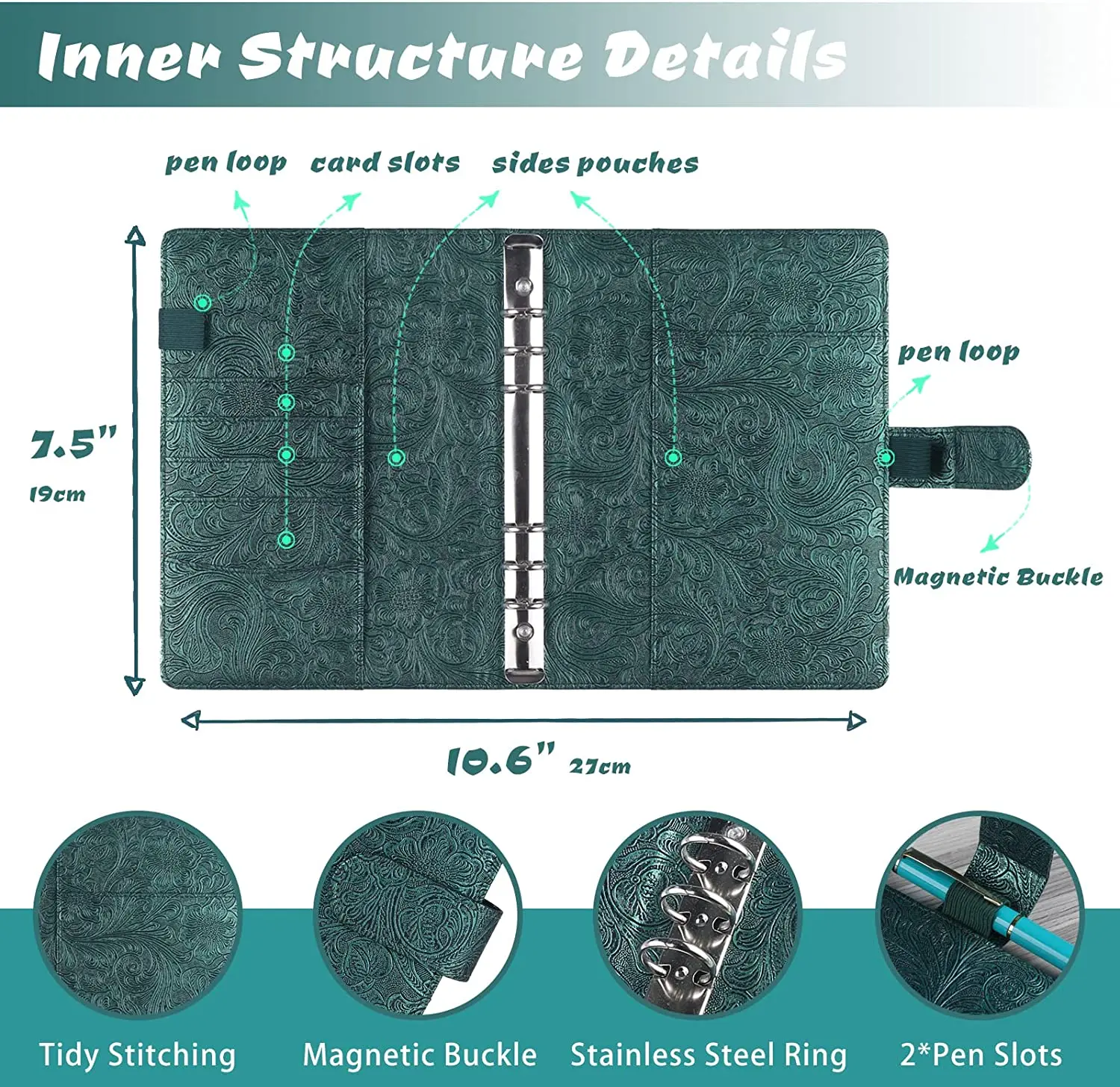 A6 Money Budget Ring Binder - Money Saving Wallet Organiser Binder with Pockets, Cash Stuffing Budget Wallet Planner Binder