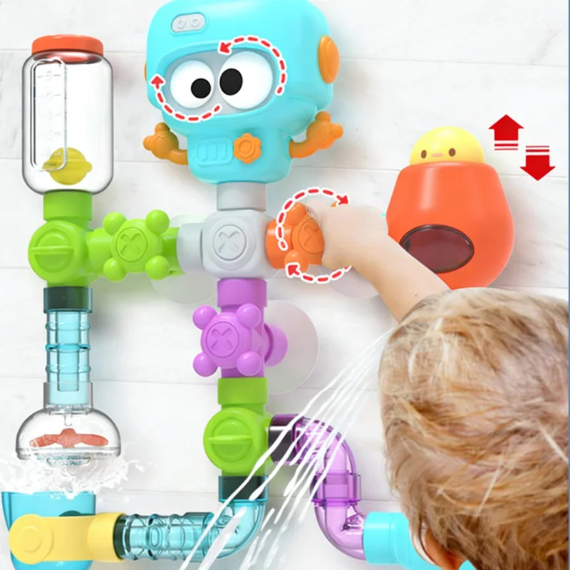 아기 목욕 장난감 욕조 DIY 파이프 튜브 물놀이 스프레이 수영 욕실 장난감 유아용 욕조 폭포 장난감