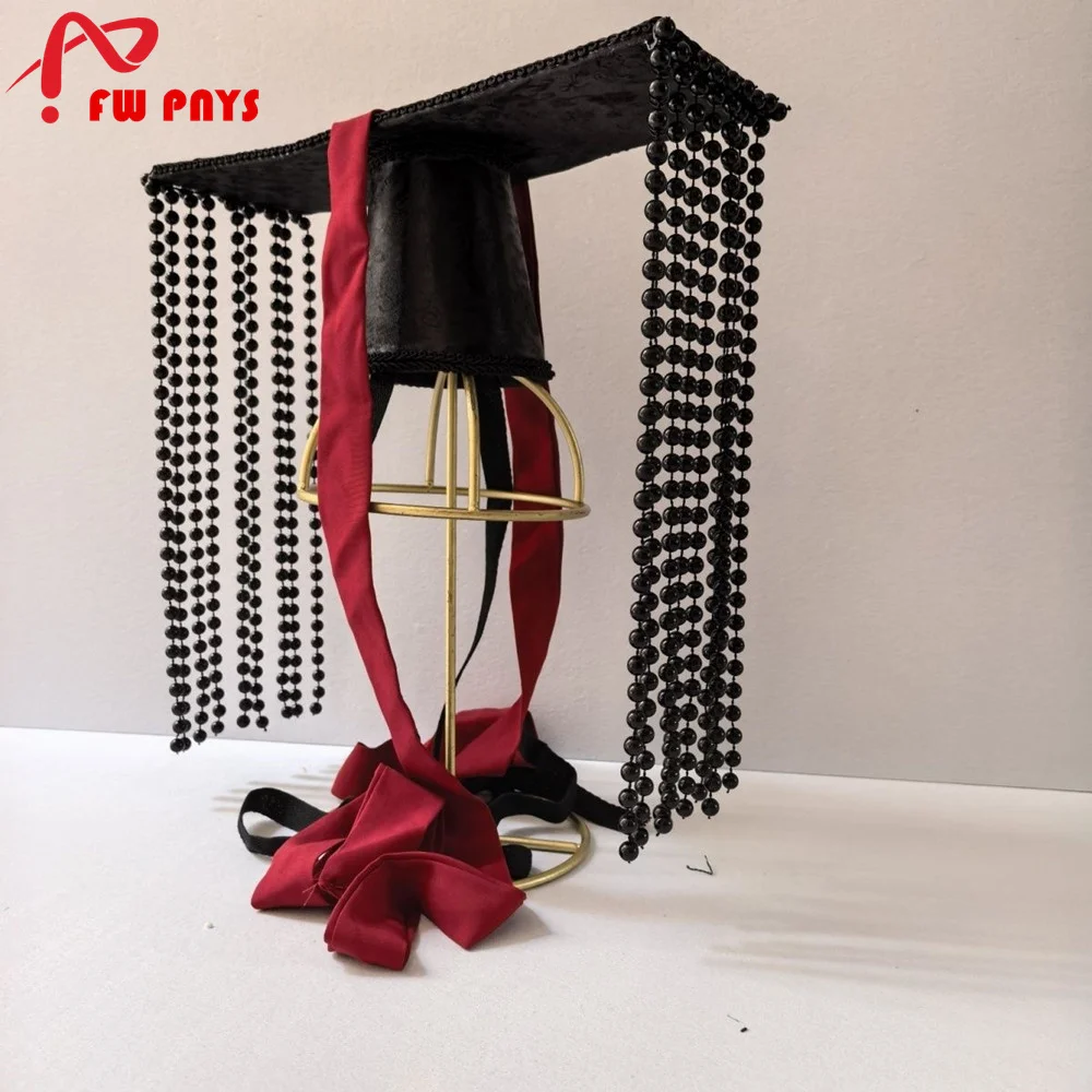 تشينغ شيوانغ قبعة للبالغين الإمبراطور الصيني القديم قبعة هالوين كرنفال مضحك تأثيري القبعات مع شرابة