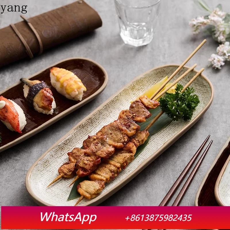 

LMM Creative Japanese Retro Ceramic Plate Household Cutlery Dim Sum Plate Sushi Plate