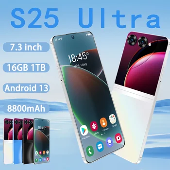 Global New S25 Ultra Phone 7.3 HD Screen 5G Mobile 16G+1T 48MP+72MP 8800Mah Android13 Celulare Dual Sim Face Unlocked Smartphone