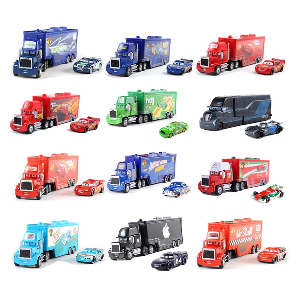 Set de Camiones de Juguete de Disney Pixar Cars, Lightning McQueen y Doc Hudson, Modelo de Aleación a Escala 1/55, Camiones Fundidos a Presión, Regalos y Juguetes para Niños