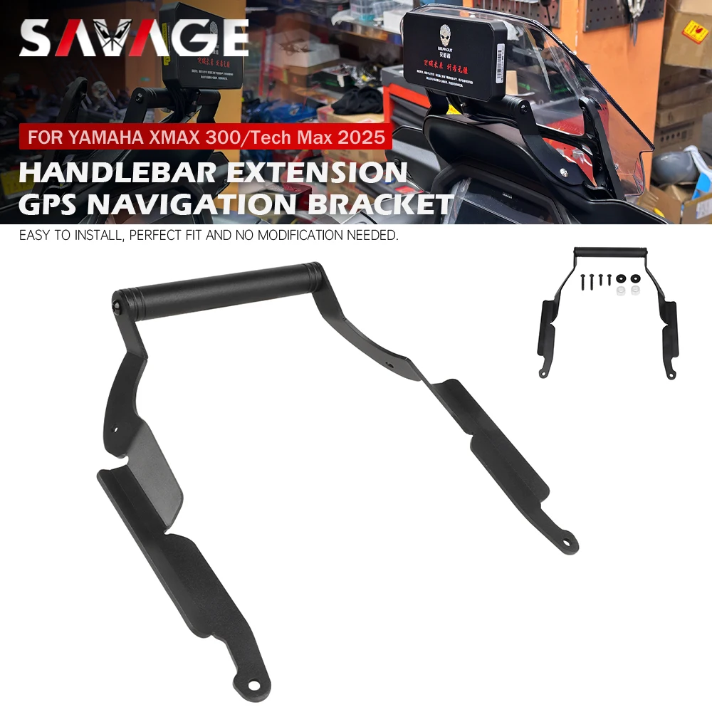 

For YAMAHA XMAX 300/Tech Max 2025 Motorcycle GPS Navigation Bracket Phone Stand Holder Handlebar Extension X-MAX 300 Tech Max+