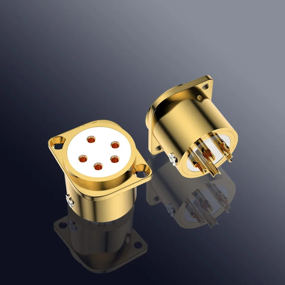 

Viborg CF205G XLR Socket Stax Headphone Plug 5-Pole 5pin Pure Copper 24K Gold Plated for pro Bias Stax Headphones Audio