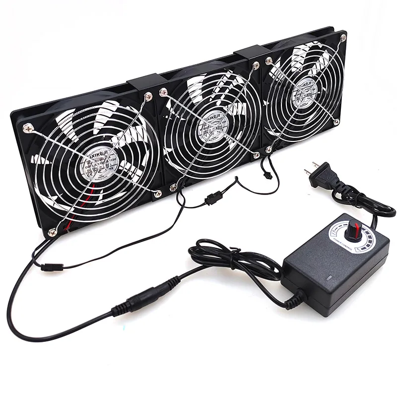 3Fans Set 360x120x25mm 12V ower Cooling Case Fan Cabinet Server Case Cooling System Fan with Adapter 2700RPM 0.3A