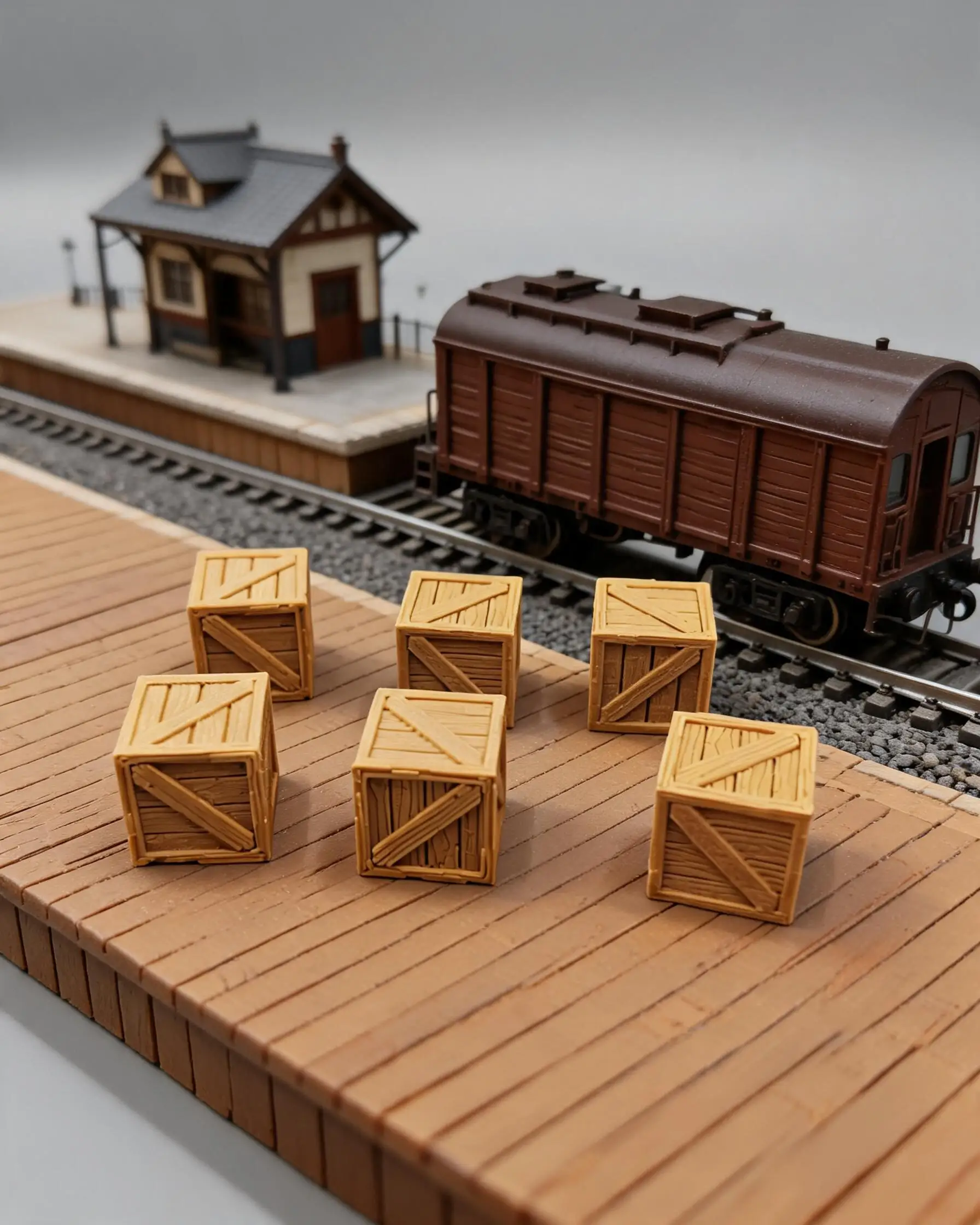 2.1cm Vintage Mini Wooden Crate, Desktop Decor Ornament for Railway Miniature Scene Layout