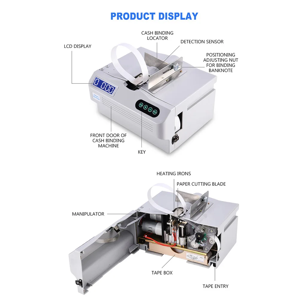 Bank Cash Baler Cross Binding Machine 45W Paper Tie Binding Machine Automatic Banknote Bundle Machine