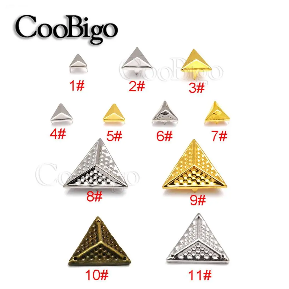 50pcs Claw Rivets Studs Triangle Spikes Nailhead Decoration Shoes Leather Bag Belt Garment Sewing DIY Craft Accessories Metal