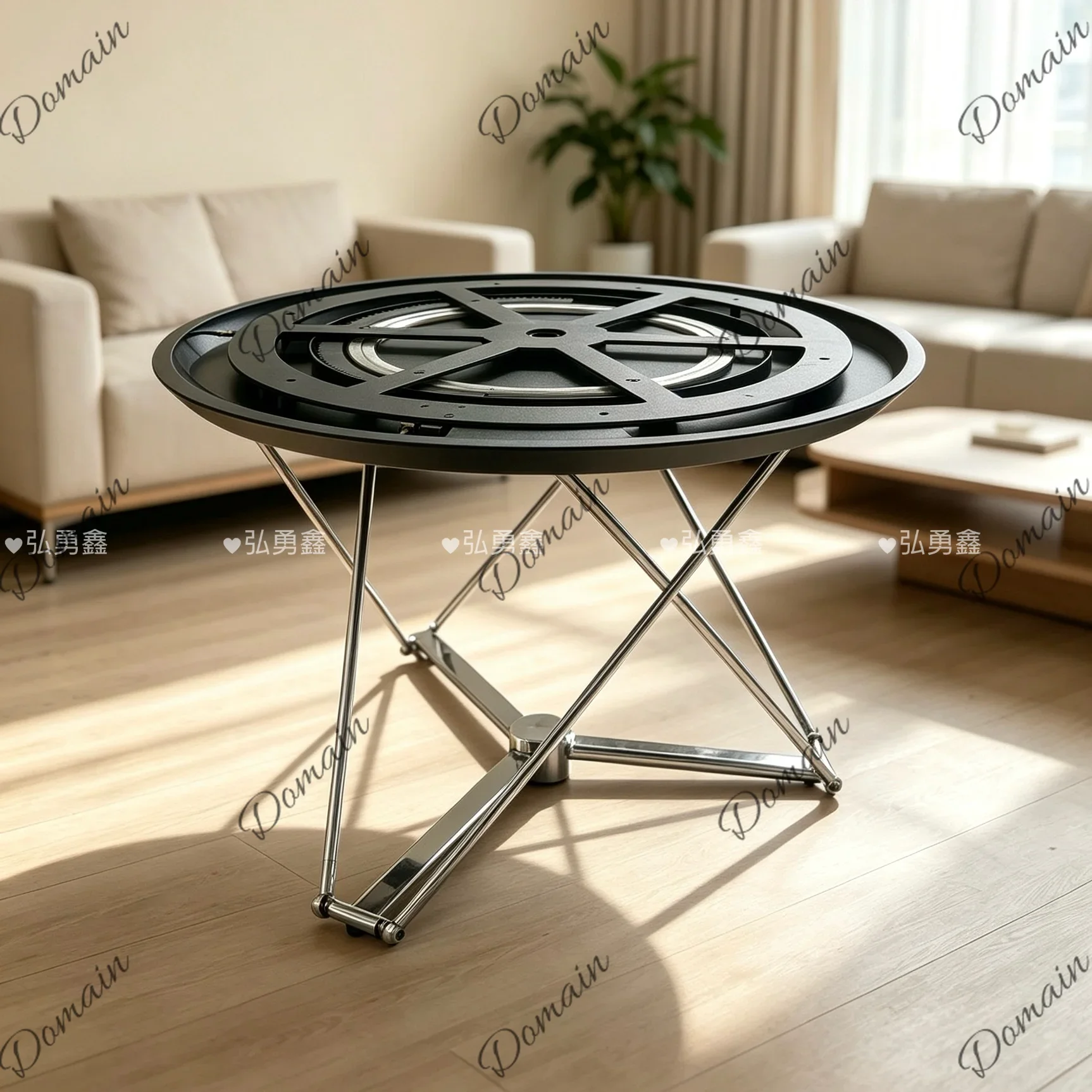 41 N Lifting Bauhaus light luxury minimalist coffee round table deformation lifting high dining table legs