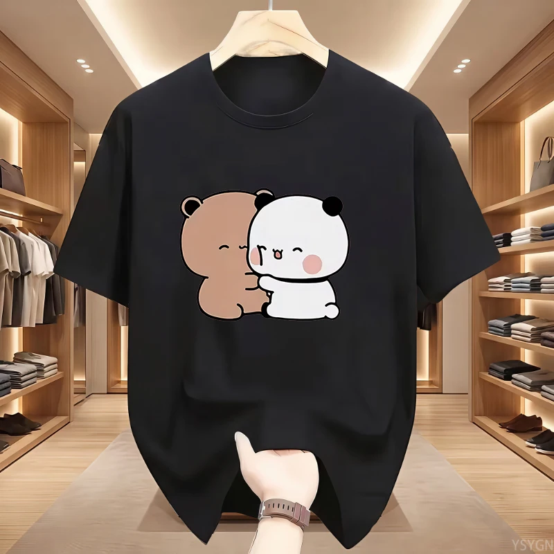 Panda Bear Bubu Dudu Love Hug Graphic T Shirts Harajuku Cartoon Short Sleeve T-shirt Kawaii Fashion Oversized T-shirts Unisex