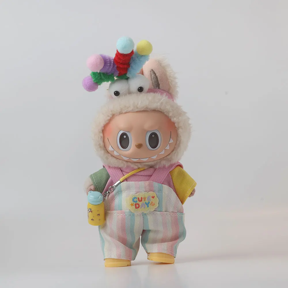 

Одежда для кукол Labubu Select, 15-17 см, розовый макарон, клоун, комплект из 5 предметов, универсальная одежда Labubu