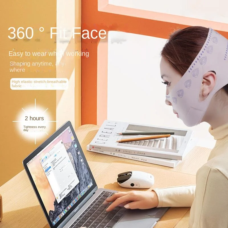 Dubbellaagse V-Face-liftband voor dag en nacht Gezichtsafslanken Verstevigende contouren Compressie Verstelbare comfortondersteuning