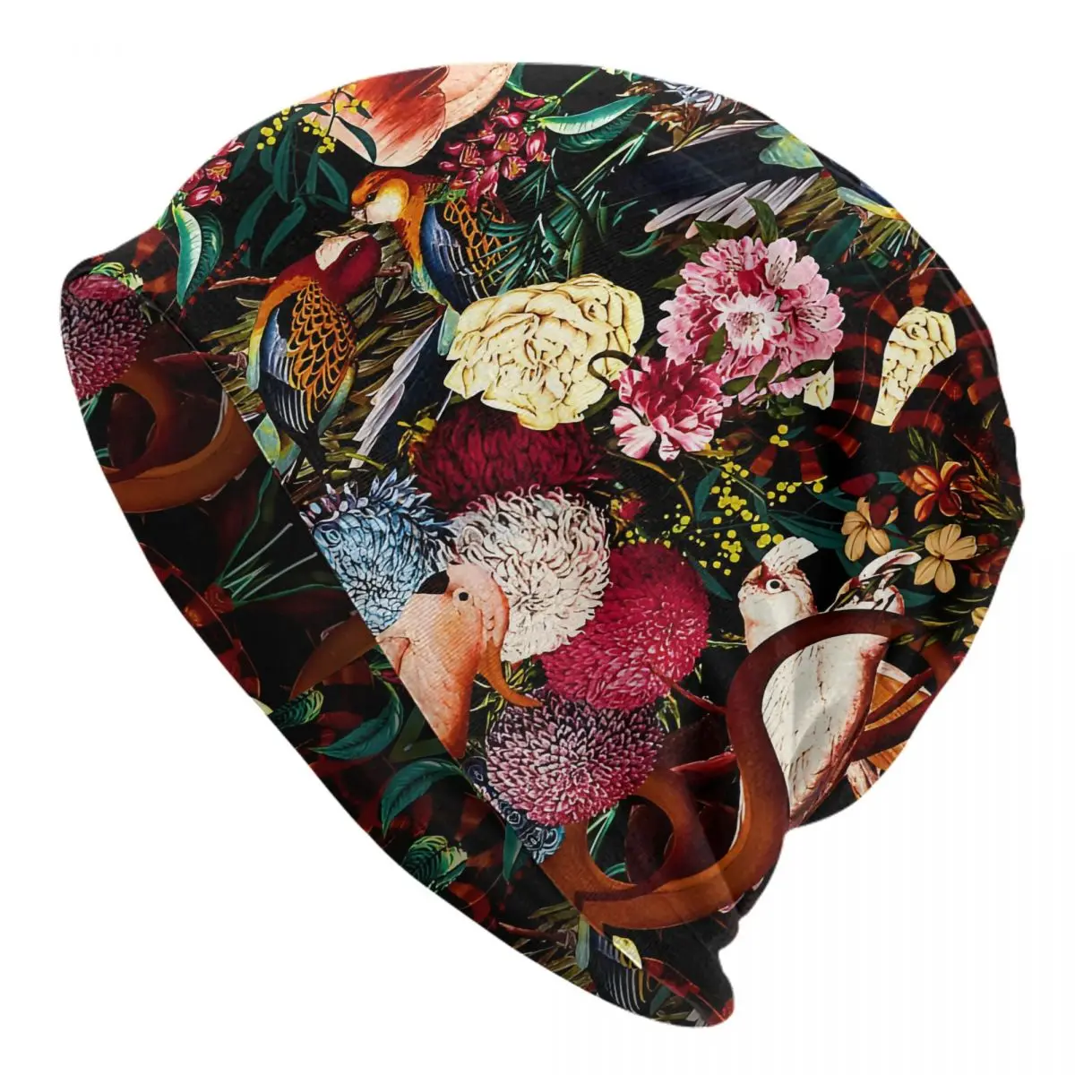 Flowers And Animals Pattern II Bath Mat Hat Pullover Men Warm Male Polyester Caps