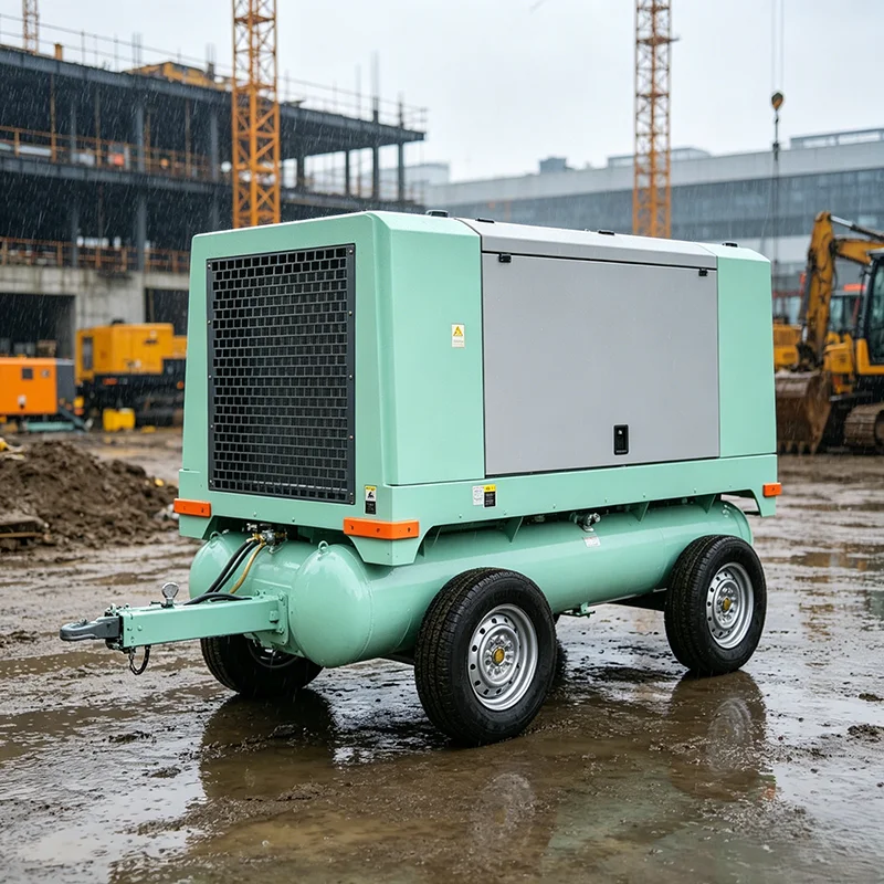 Durable Fuel Efficient Portable Movable Heavy Drilling Machine Diesel Rotary 8bar 185CFM Screw Air Compressors