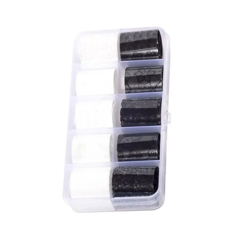 2.5*60 سم أسود أبيض ملصقات الأظافر الدانتيل نقل ورقة مسمار الفن زهرة كاملة لاصق مثير المغلفات نقل الشارات #2