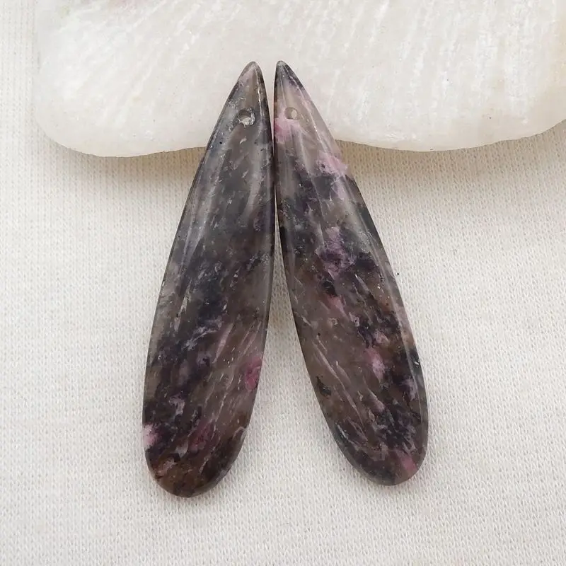 New Natural Stone African Rhodonite Fashion Women Earring Beads 45x11x5mm 9g