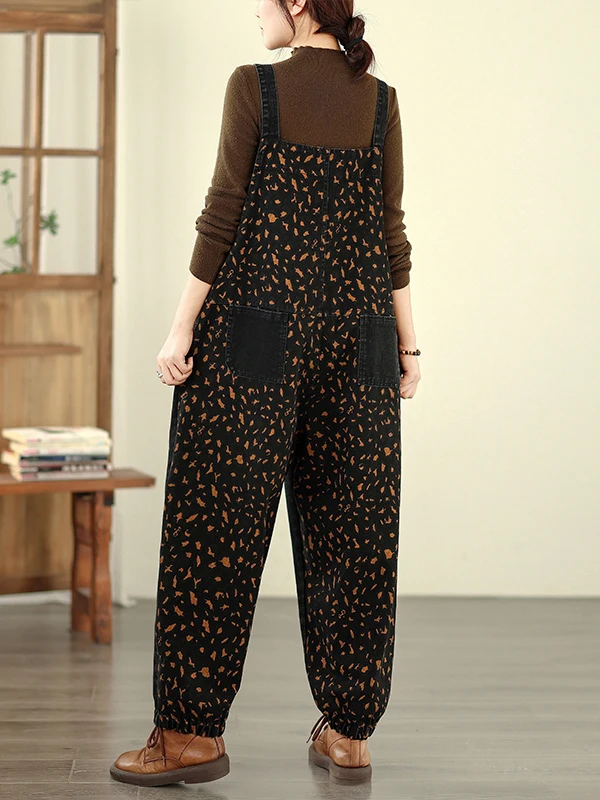 سروال أوفرول نسائي كاجوال بجيوب كبيرة ومزيج من الدنيم والقطن والبوليستر، مقاس كبير، يساعد على تنحيف الجسم ومكافحة الشيخوخة #4