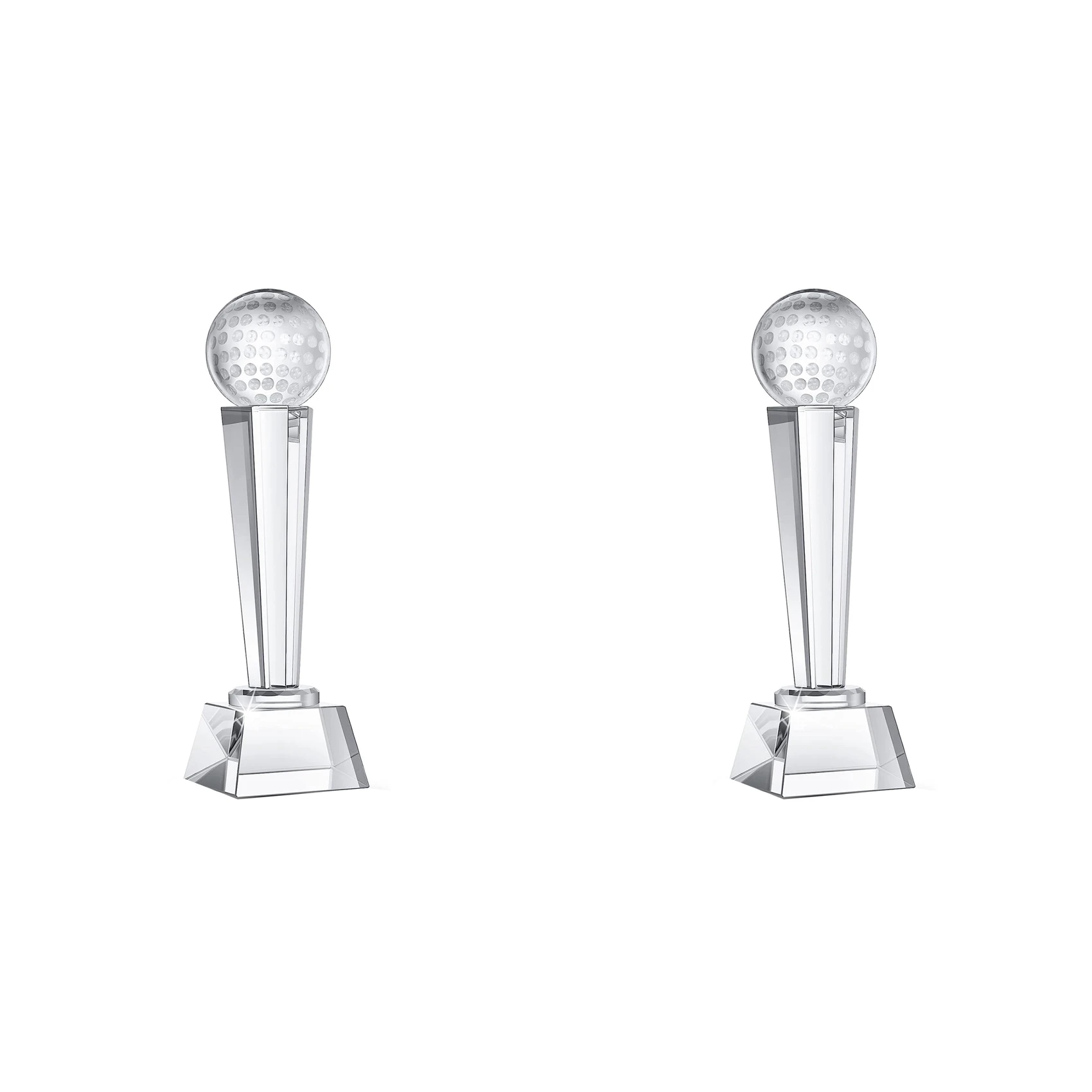 

B93B-2Pcs 9 X 2.8 Inch Crystal Glass Golf Trophy For Adults Kids Golf Tournament Table Desktop Decor