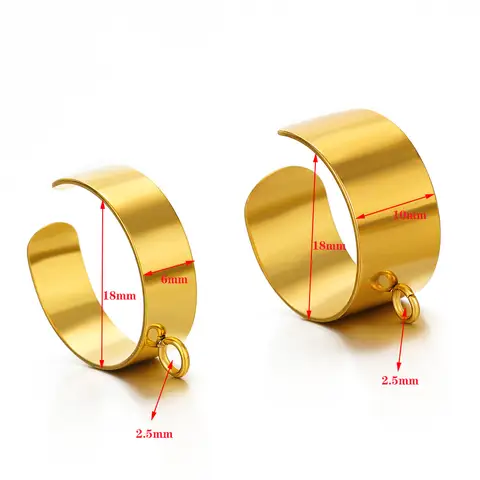 10pcs Stainless Steel Gold Plated Split Rings Finger Circle Jewelry Tools Settings With Hooks For DIY Jewelry Making Findings