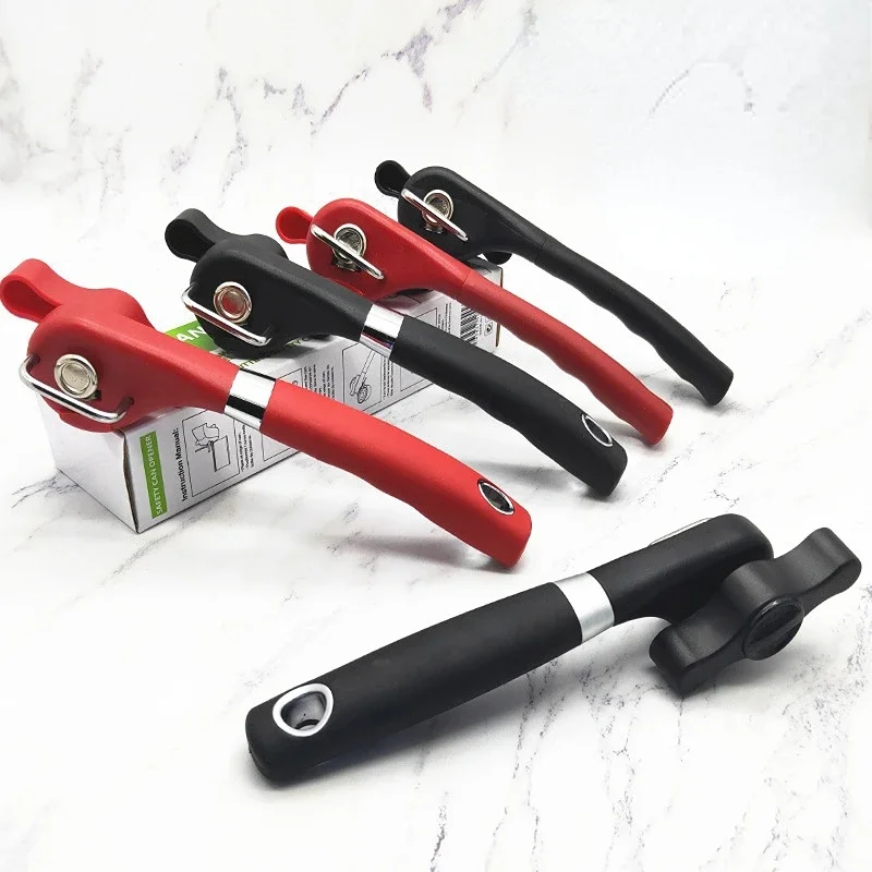 1pc Plastic Professional Kitchen Tool Safety Hand-actuated Can Opener Side Cut Easy Grip Manual Opener Knife for Cans Lid