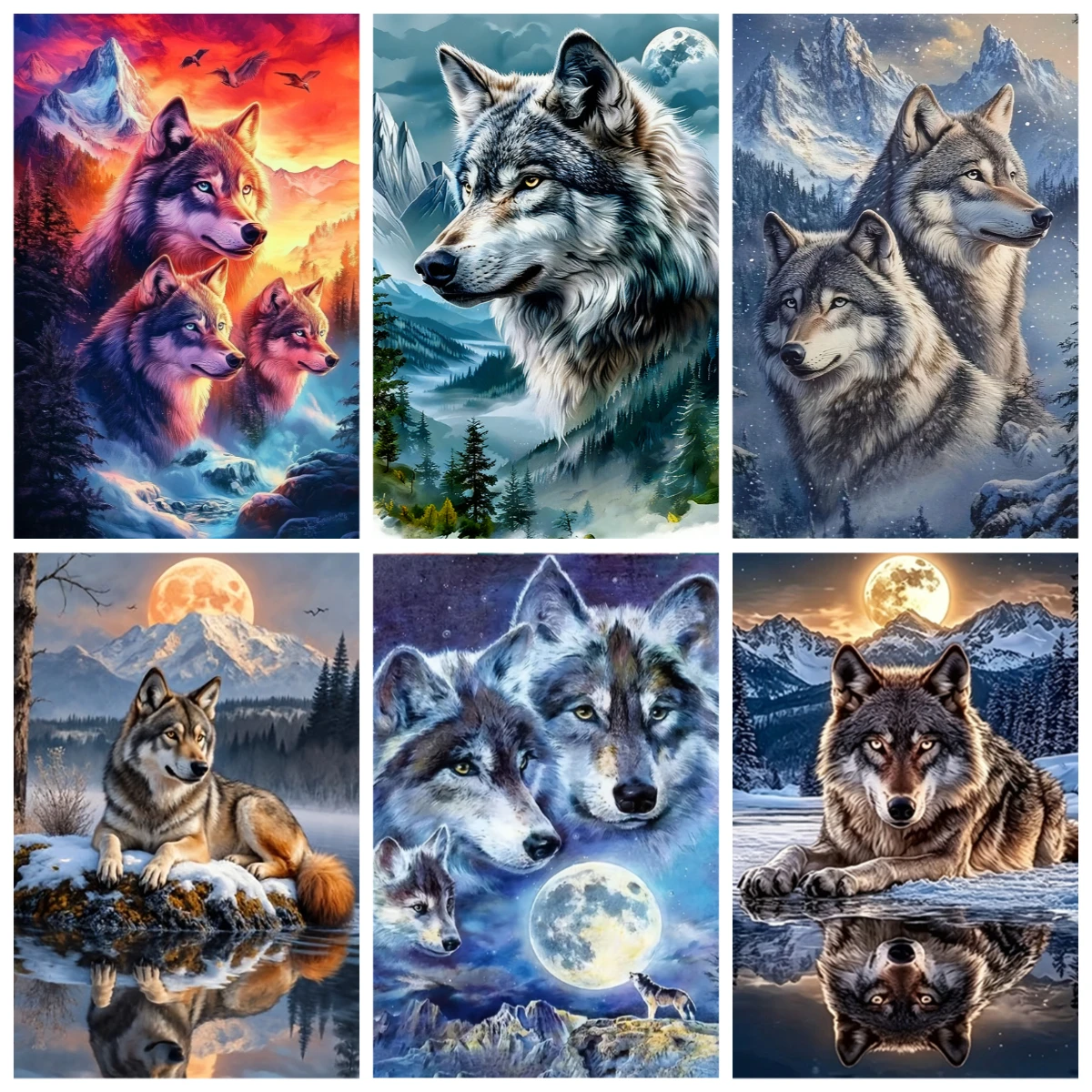 

500/1000/1200/2000PCS Puzzles for Adults, Wolf Snow Mountain Forest Jigsaw Puzzles Stress Relieving Fun Game Home Decor Gifts