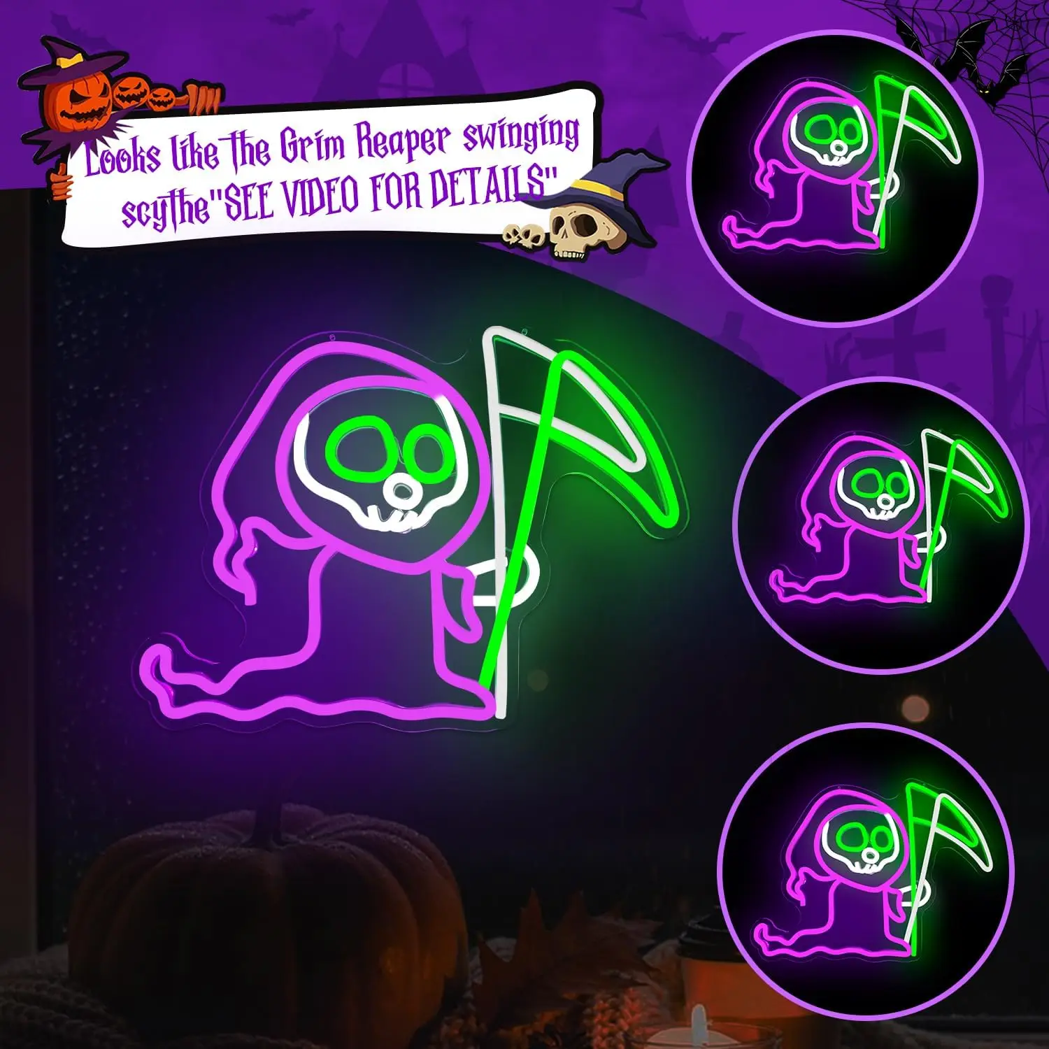 Enseigne au néon de chien squelette d'halloween pour décoration murale, chapeau de sorcière chauve-souris, lumière néon fantôme pour fenêtre, fête d'halloween, salle de jeux de grotte pour homme