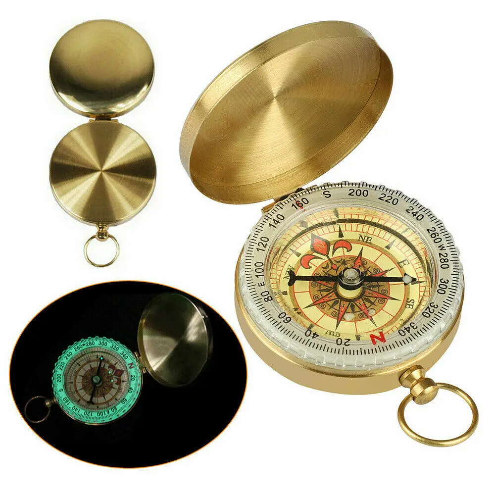 Flip Cover Compass Orientation Metal Luminous Pocket Watch Compass Outdoor Camping Activities Hiking Nautical