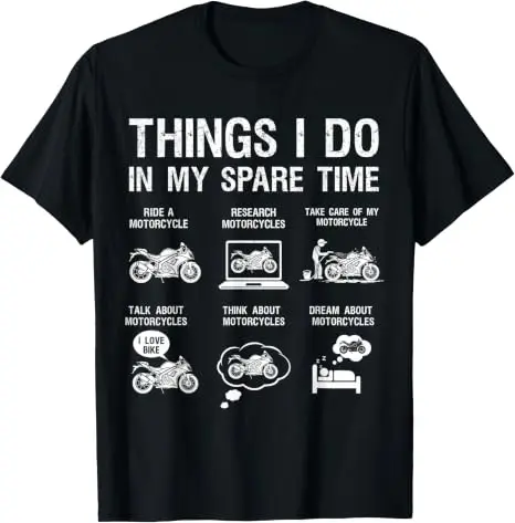 Y2k Motorradliebhaber Motorradfahrer ‌ Life T-Shirt, Humor, Dinge, die ich in meiner Freizeit mache, Biker, Motorradfahrer, Reiten, Herrenbekleidung – Detail 16