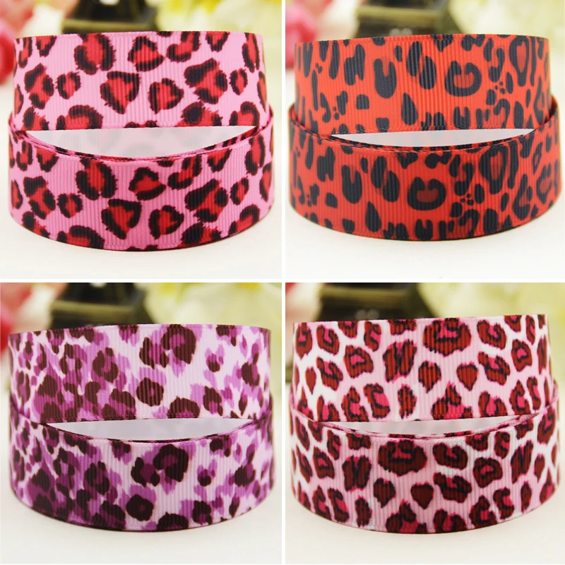 22mm 25mm 38mm 75mm Leopard cartoon printed Grosgrain Ribbon party decoration 10 Yards satin ribbons