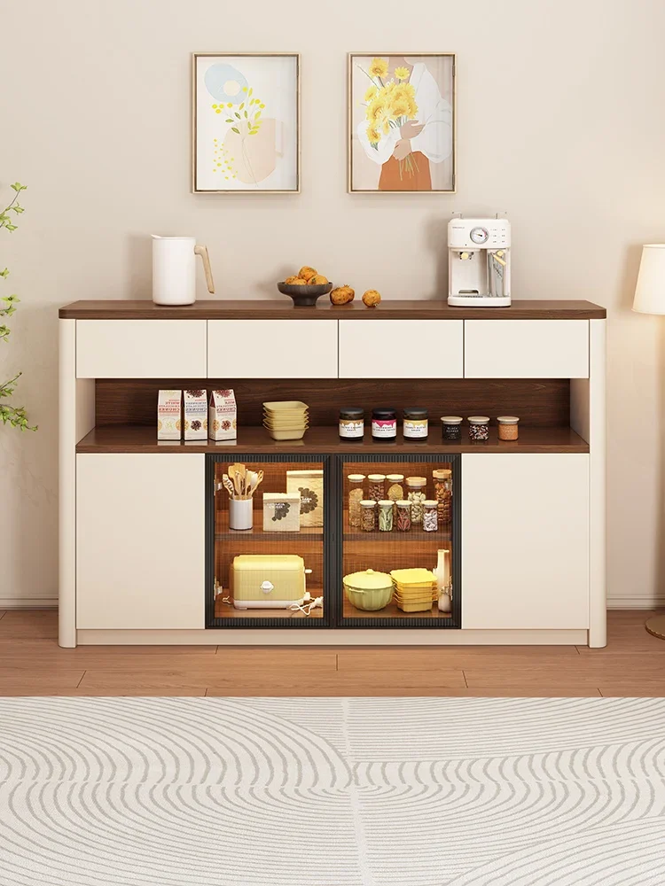 

Medieval style kitchen dining side cabinet integrated against the wall living room multi-functional kitchen locker side cabinet