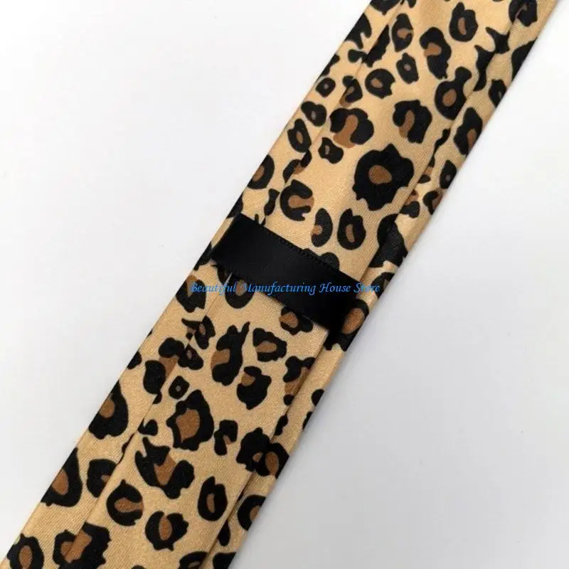 E56A Stylish Leopard Pattern Tie for Men Women Necktie for Business and Formal Event