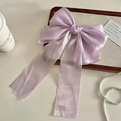 Korean Ribbon Bow Hair Clip Elegant Purple Spring Clip Hairpin Sweet Headwear For Women Girls Party Fashion Hair Accessories