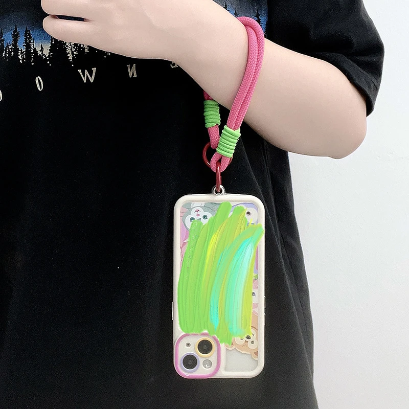 Cute Candy Colors Phone Chain Cellphone Short Strap Phone Wrist Straps Hanging Rope Anti-lost Lanyard Chain Jewelry Accessories