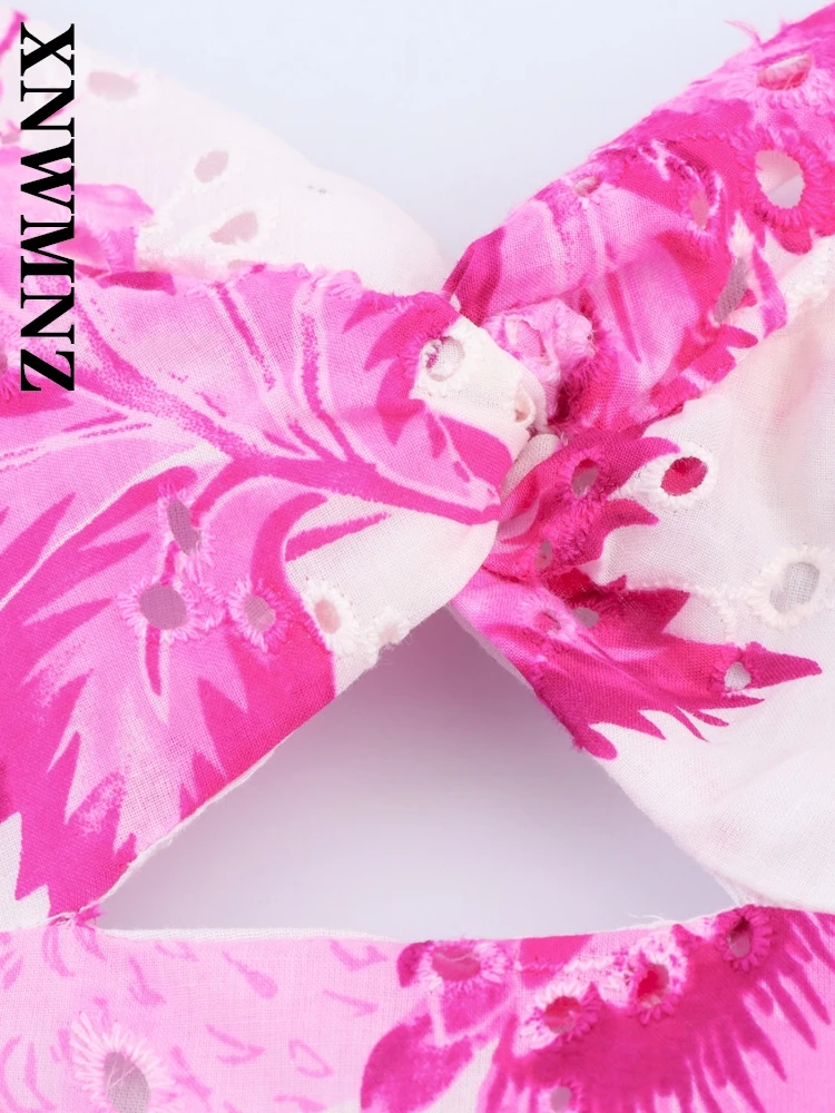 XNWMNZ 2025 Summer Woman boho Sleeveless midi Dress Chic Holiday Female wide shoulder strap Shoulder Fashion Backless Dresses